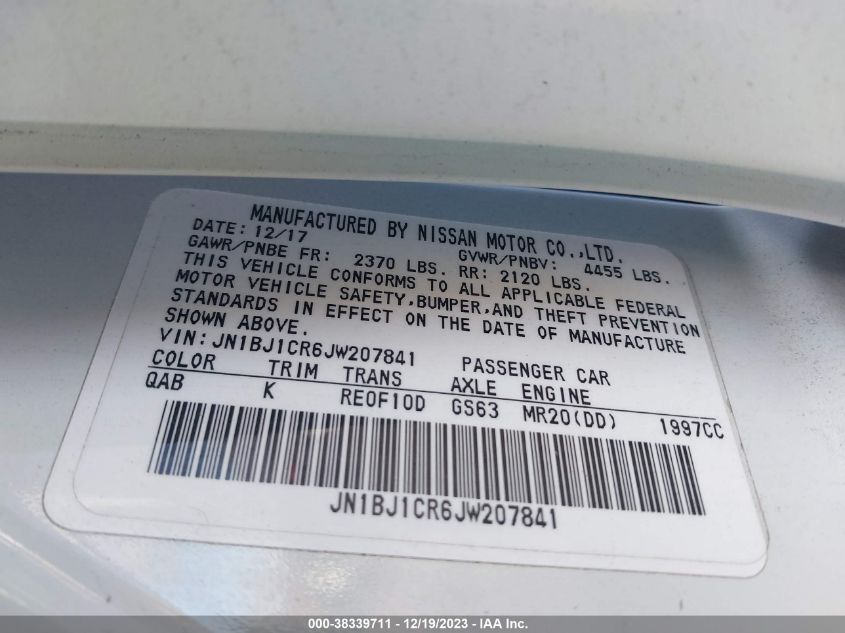 2018 NISSAN ROGUE SPORT SL - JN1BJ1CR6JW207841