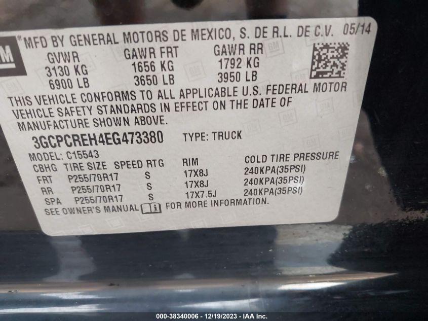2014 CHEVROLET SILVERADO 1500 1LT - 3GCPCREH4EG473380