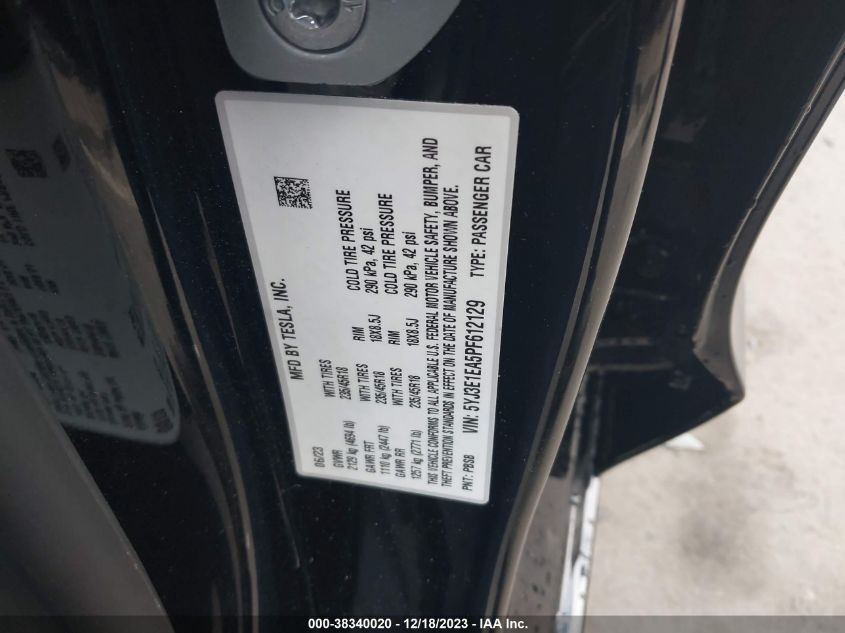 2023 TESLA MODEL 3 - 5YJ3E1EA5PF612129