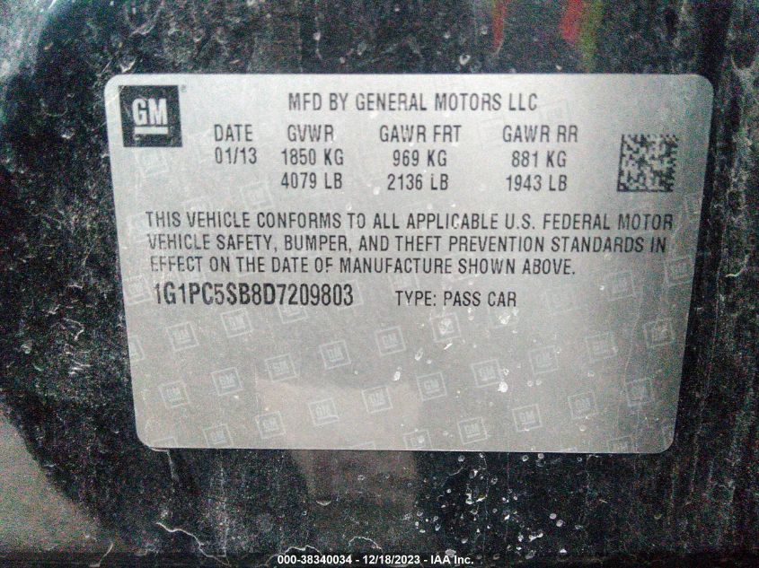 2013 CHEVROLET CRUZE 1LT AUTO - 1G1PC5SB8D7209803