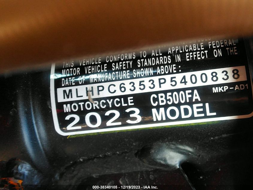 2023 HONDA CB500 FA MLHPC6353P5400838