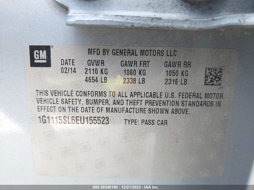 2014 CHEVROLET IMPALA 1LT - 1G1115SL6EU155523