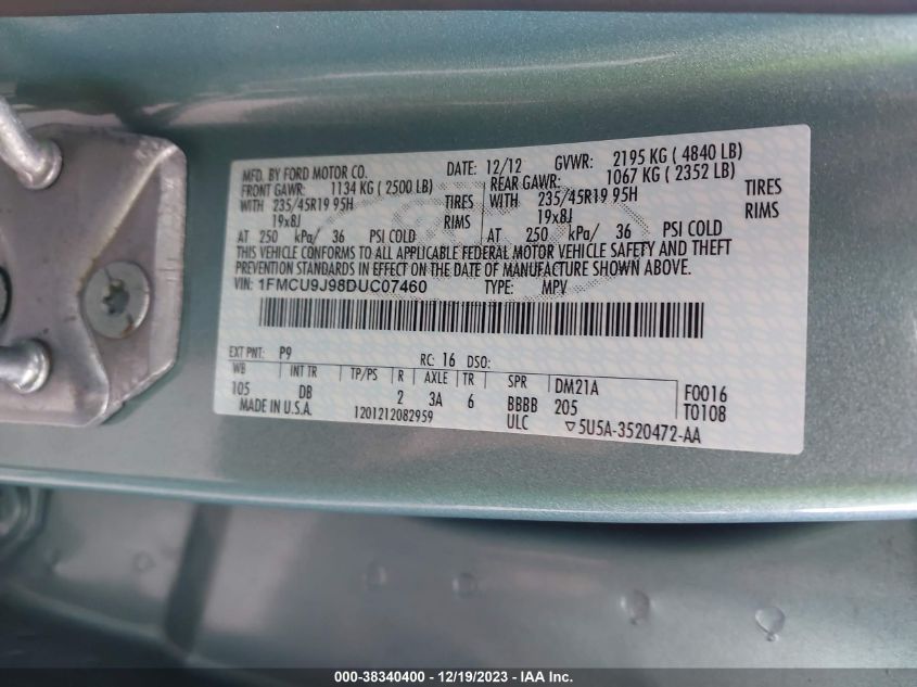 2013 FORD ESCAPE TITANIUM - 1FMCU9J98DUC07460