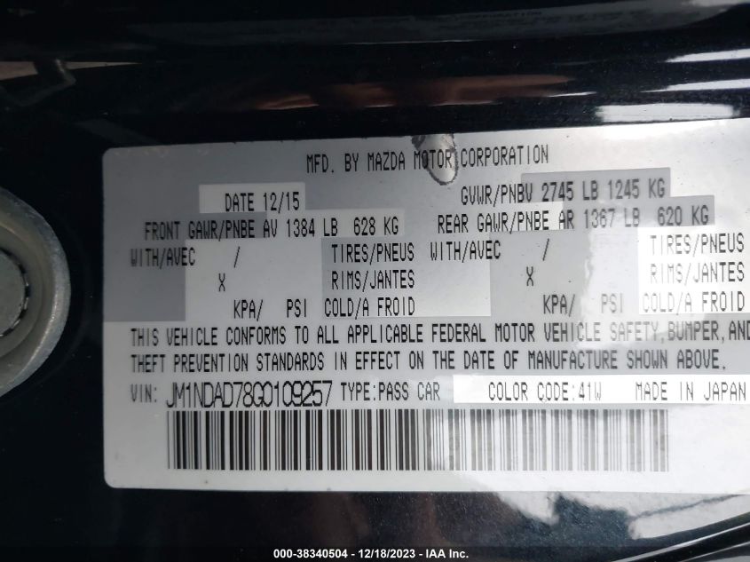 2016 MAZDA MX-5 MIATA GRAND TOURING - JM1NDAD78G0109257