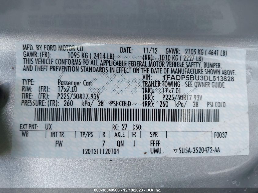 2013 FORD C-MAX HYBRID SEL - 1FADP5BU3DL513828