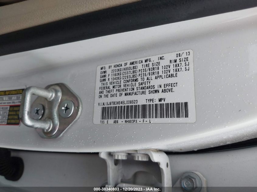 2014 ACURA RDX - 5J8TB3H54EL008523