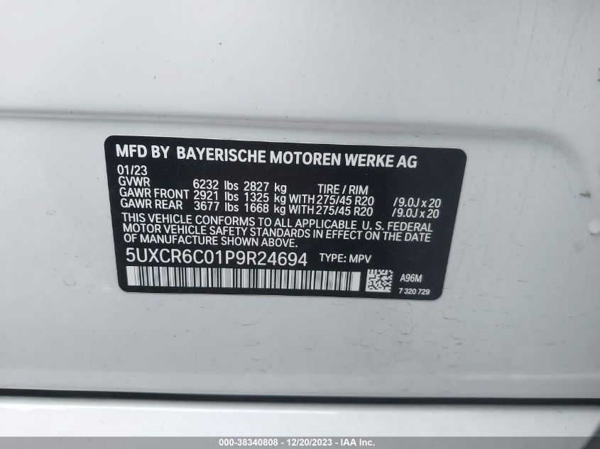 5UXCR6C01P9R24694 2023 BMW X5, photo no. 9