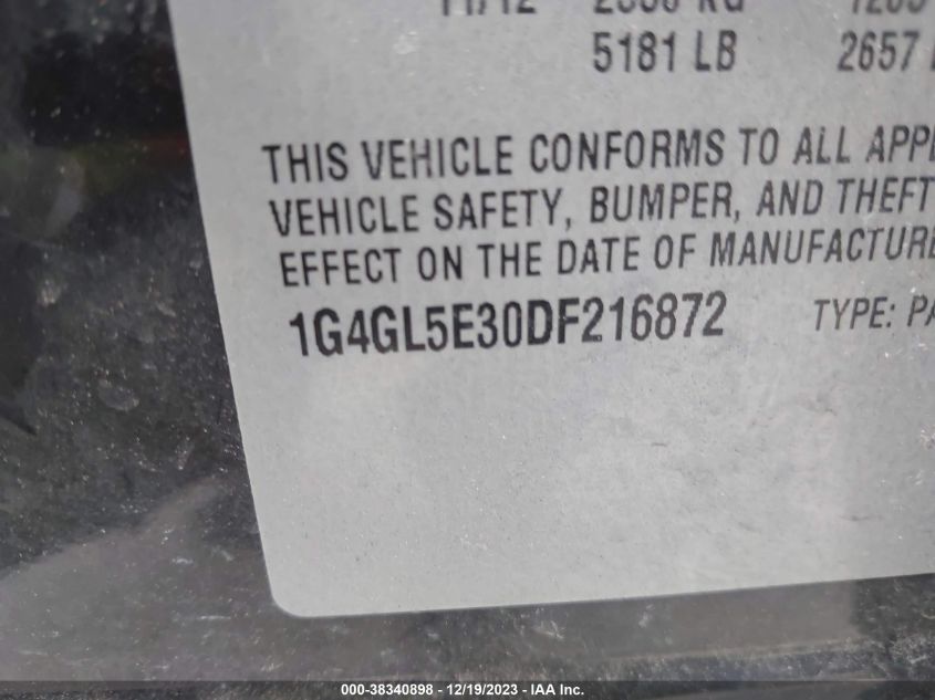 2013 BUICK LACROSSE LEATHER GROUP - 1G4GL5E30DF216872