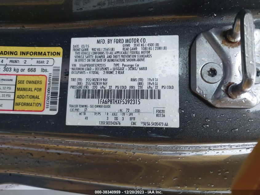 2015 FORD MUSTANG ECOBOOST - 1FA6P8THXF5392315
