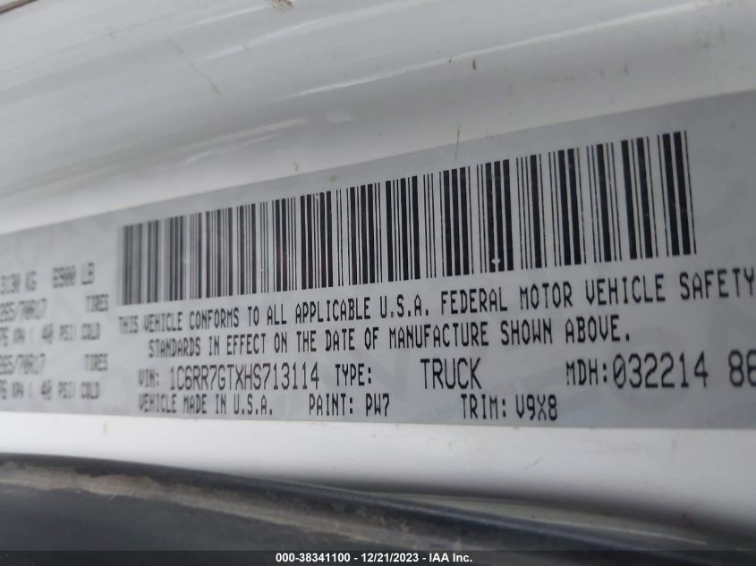 2017 RAM 1500 SLT QUAD CAB 4X4 6'4 BOX - 1C6RR7GTXHS713114