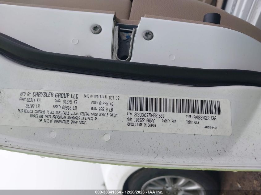 2013 CHRYSLER 300C - 2C3CCAEG7DH551581