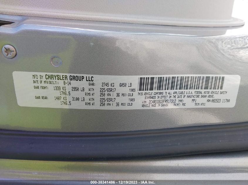 2015 DODGE GRAND CARAVAN AVP/SE - 2C4RDGBG9FR517312