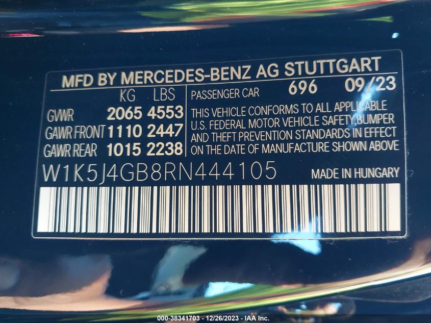 2024 MERCEDES-BENZ CLA 250 COUPE - W1K5J4GB8RN444105