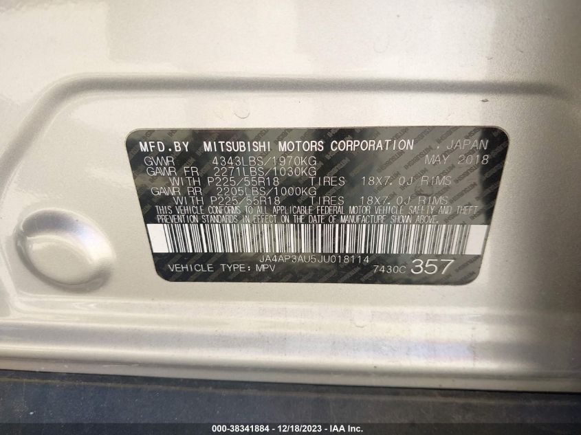 2018 MITSUBISHI OUTLANDER SPORT 2.0 ES - JA4AP3AU5JU018114