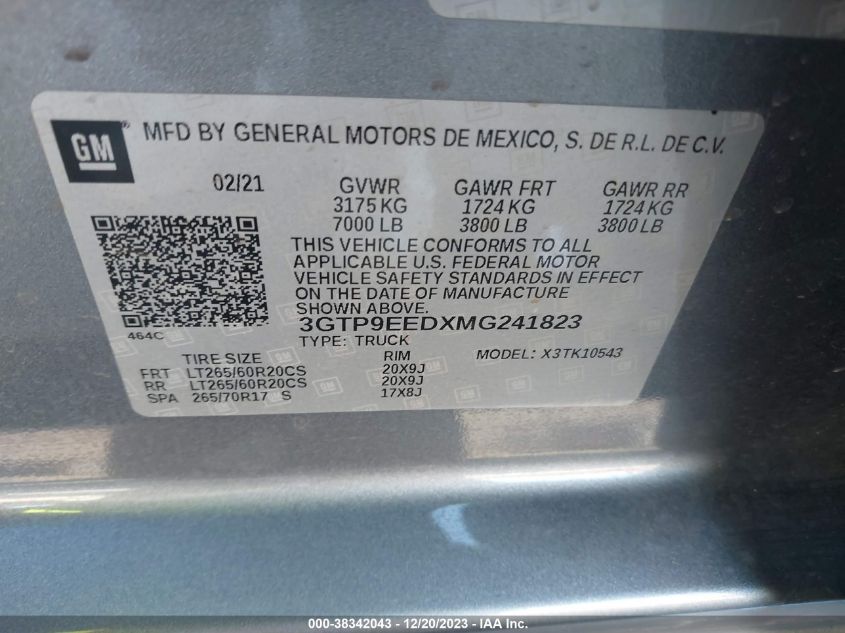 2021 GMC SIERRA 1500 4WD  SHORT BOX AT4 - 3GTP9EEDXMG241823