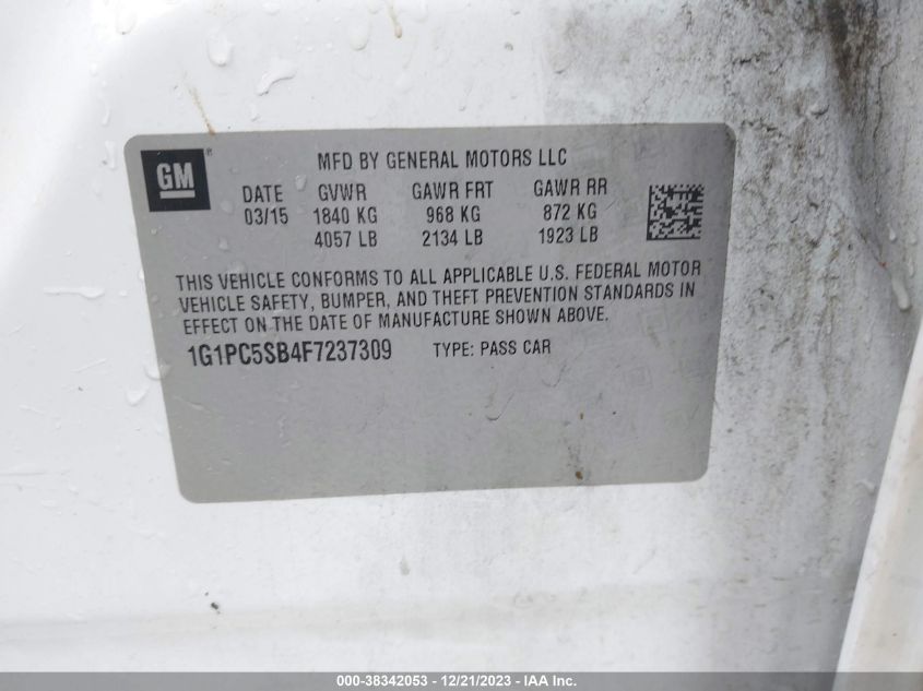 2015 CHEVROLET CRUZE 1LT AUTO - 1G1PC5SB4F7237309