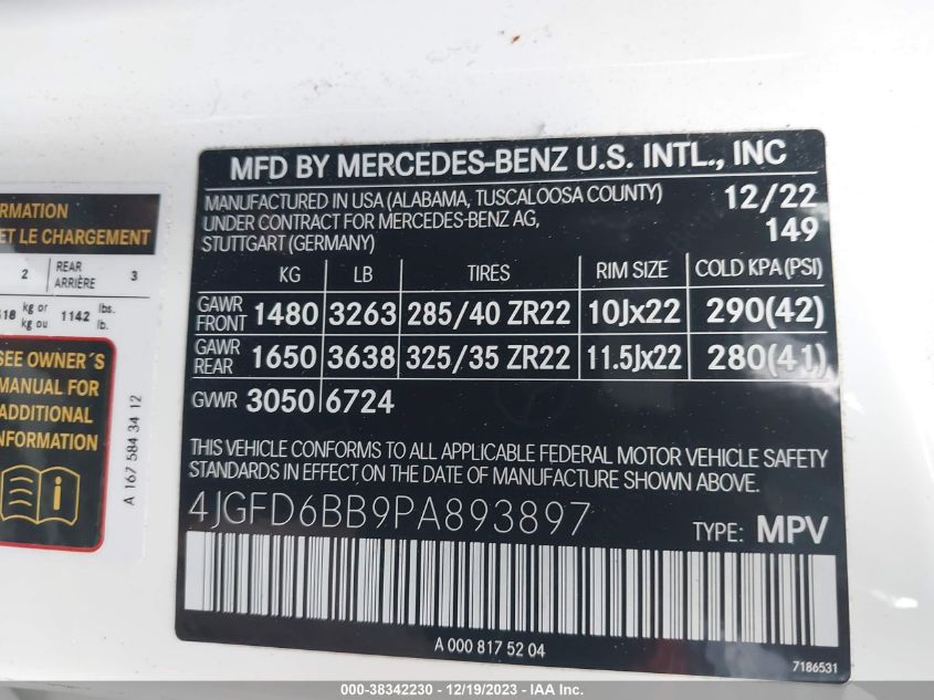 2023 MERCEDES-BENZ AMG GLE 53 COUPE 4MATIC 4JGFD6BB9PA893897