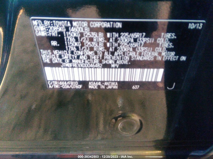 2013 TOYOTA RAV4 LE - JTMBFREVXDD046482