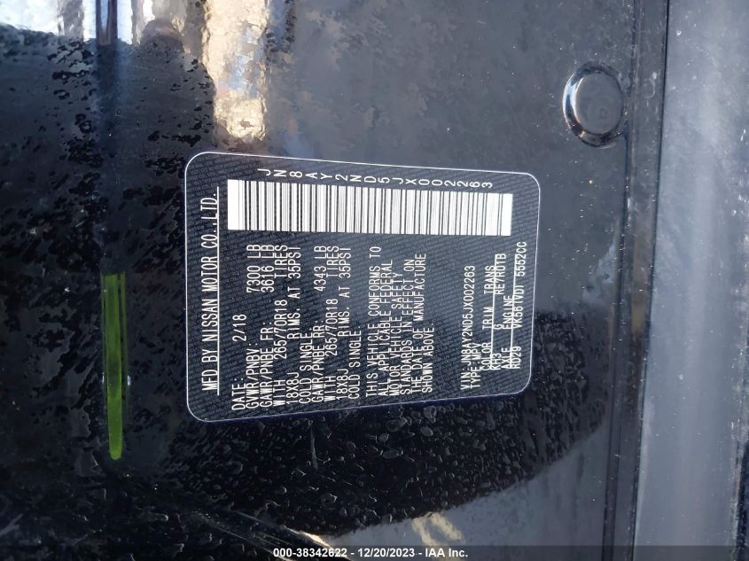 2018 NISSAN ARMADA SV - JN8AY2ND5JX002263