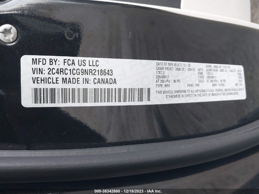 2022 CHRYSLER VOYAGER LX - 2C4RC1CG9NR218643