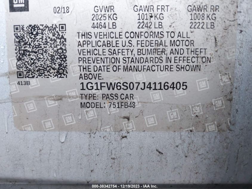 2018 CHEVROLET BOLT EV LT - 1G1FW6S07J4116405