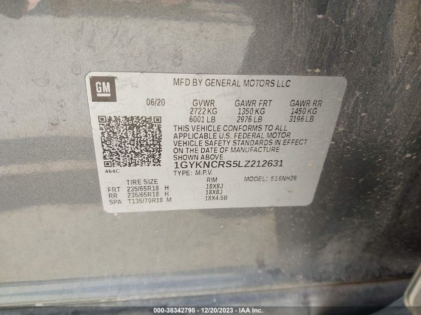 2020 CADILLAC XT5 FWD PREMIUM LUXURY - 1GYKNCRS5LZ212631