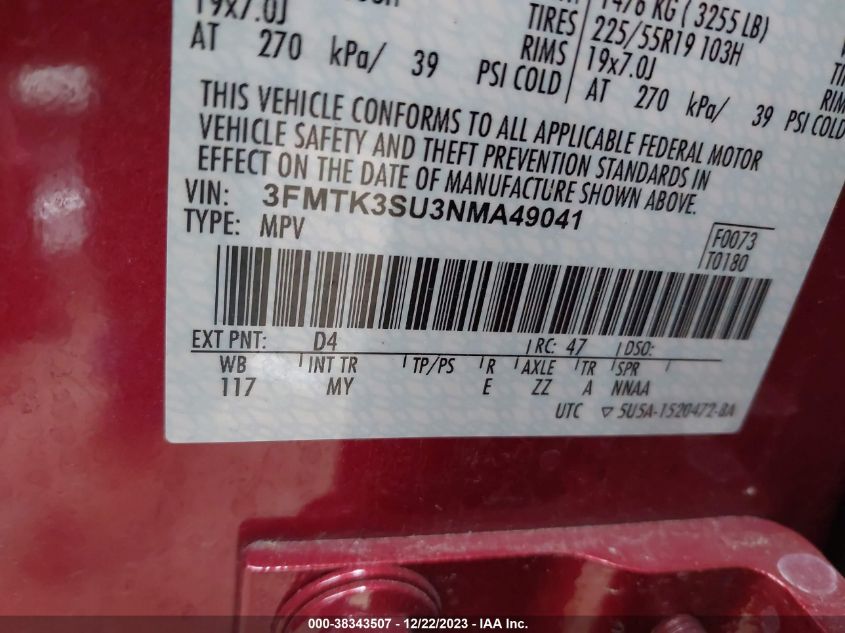 2022 FORD MUSTANG MACH-E PREMIUM - 3FMTK3SU3NMA49041