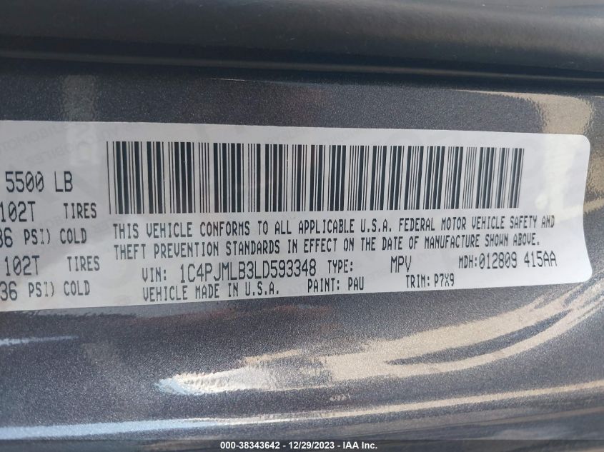 2020 JEEP CHEROKEE LATITUDE PLUS 4X4 - 1C4PJMLB3LD593348