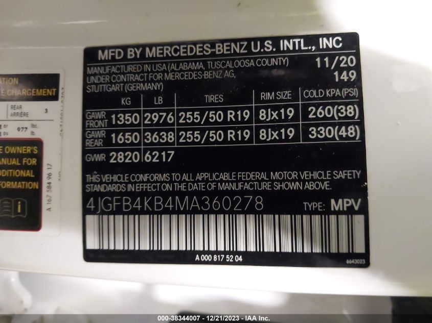2021 MERCEDES-BENZ GLE 350 4MATIC - 4JGFB4KB4MA360278