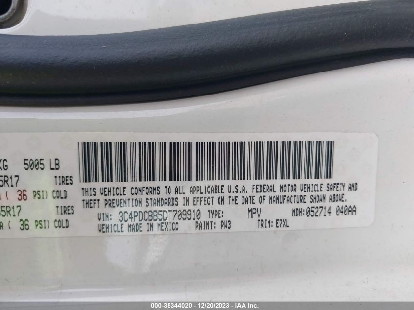 2013 DODGE JOURNEY SXT - 3C4PDCBB5DT709910