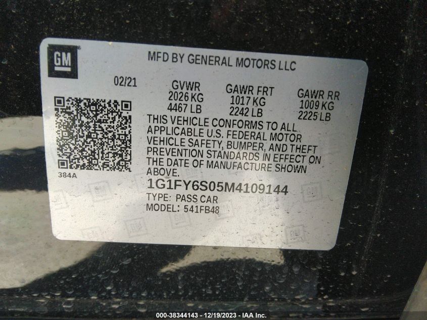 2021 CHEVROLET BOLT EV FWD LT - 1G1FY6S05M4109144