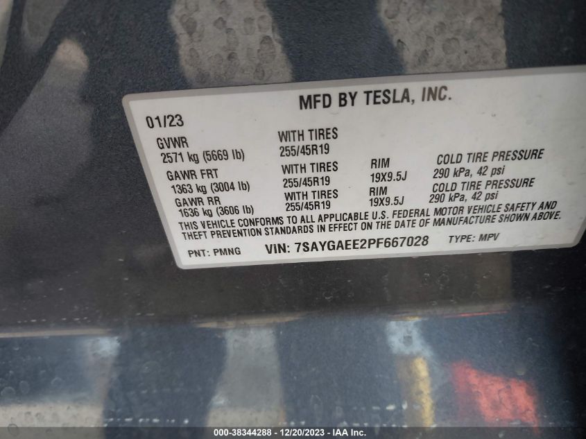 2023 TESLA MODEL Y - 7SAYGAEE2PF667028