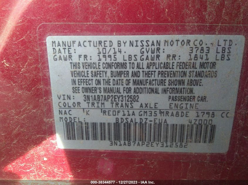 2014 NISSAN SENTRA SV - 3N1AB7AP2EY312582