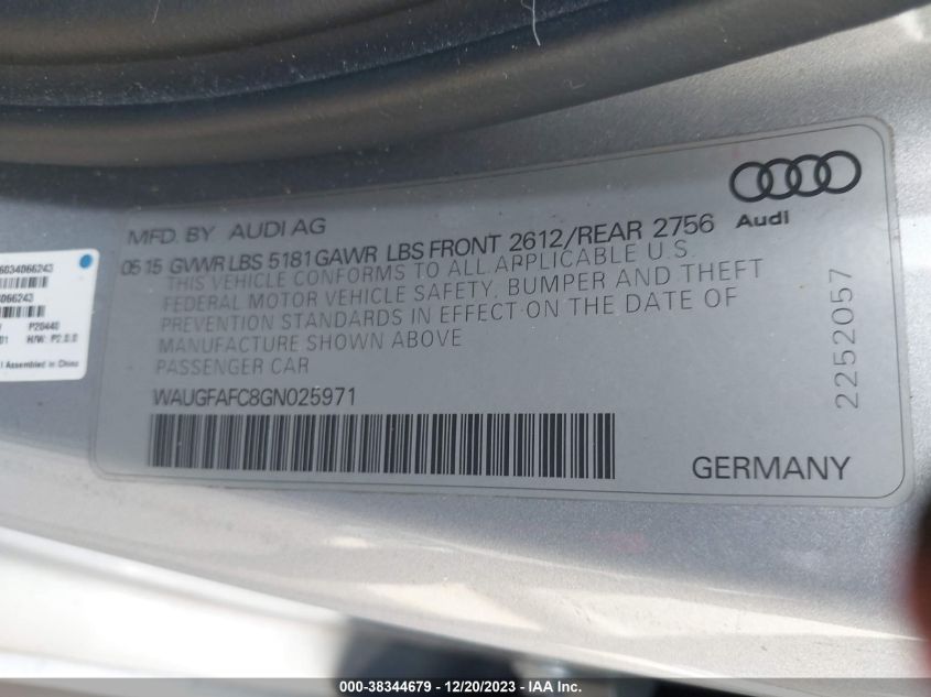 2016 AUDI A6 2.0T PREMIUM PLUS - WAUGFAFC8GN025971