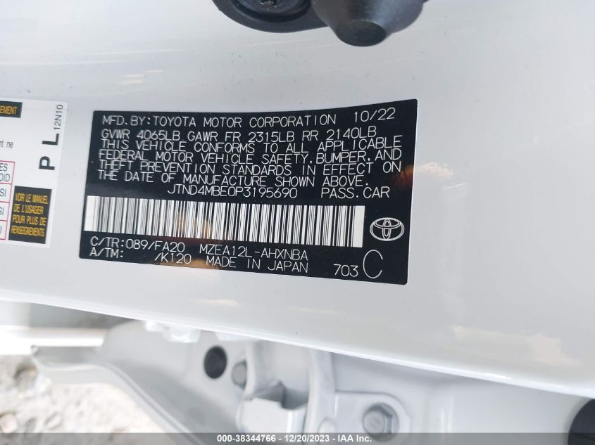 2023 TOYOTA COROLLA SE/XSE/NIGHT SHADE - JTND4MBE0P3195690