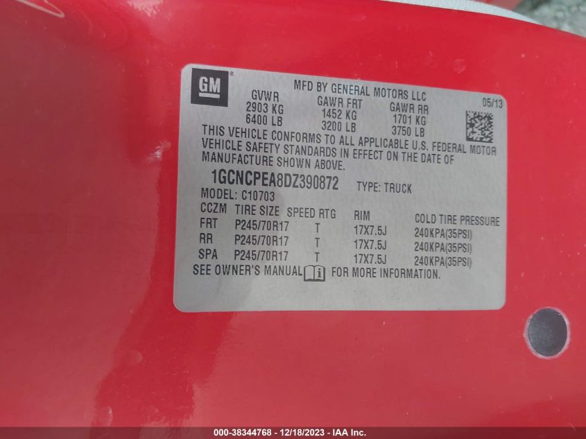 2013 CHEVROLET SILVERADO 1500 WORK TRUCK - 1GCNCPEA8DZ390872