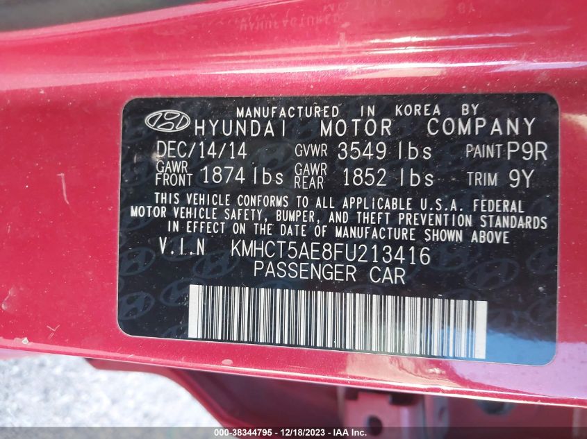2015 HYUNDAI ACCENT GS - KMHCT5AE8FU213416