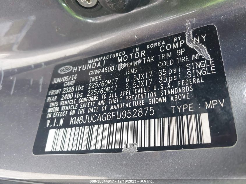 2015 HYUNDAI TUCSON SE - KM8JUCAG6FU952875