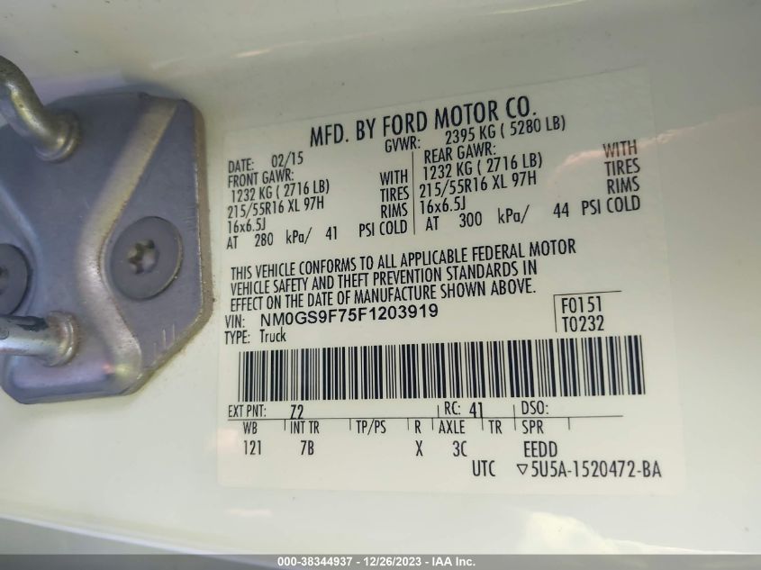 2015 FORD TRANSIT CONNECT XLT - NM0GS9F75F1203919