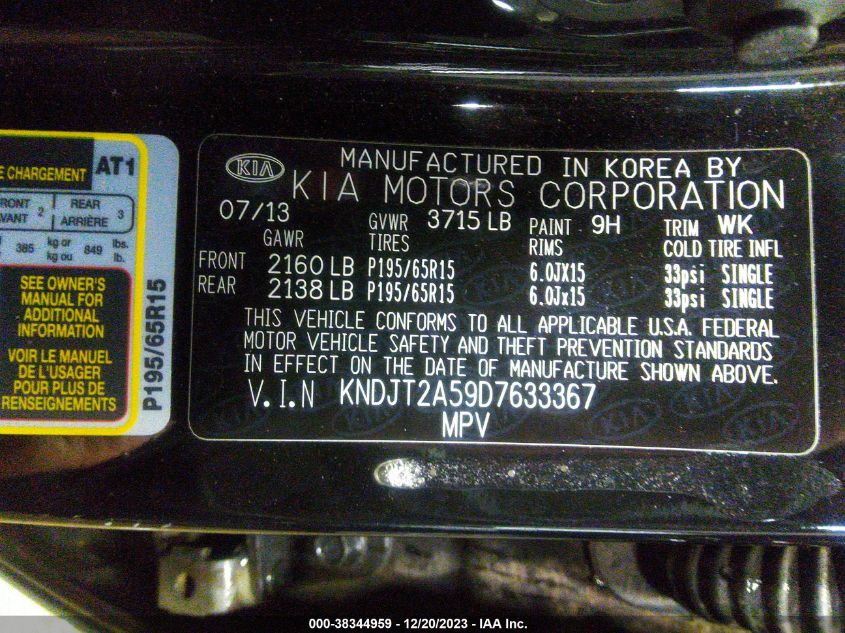 2013 KIA SOUL - KNDJT2A59D7633367