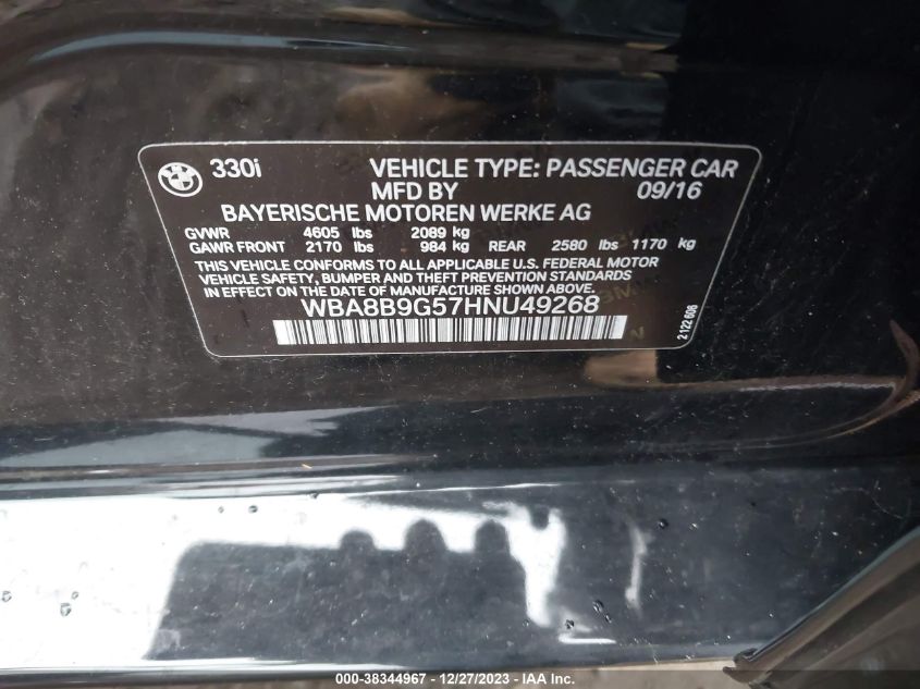 2017 BMW 330I - WBA8B9G57HNU49268