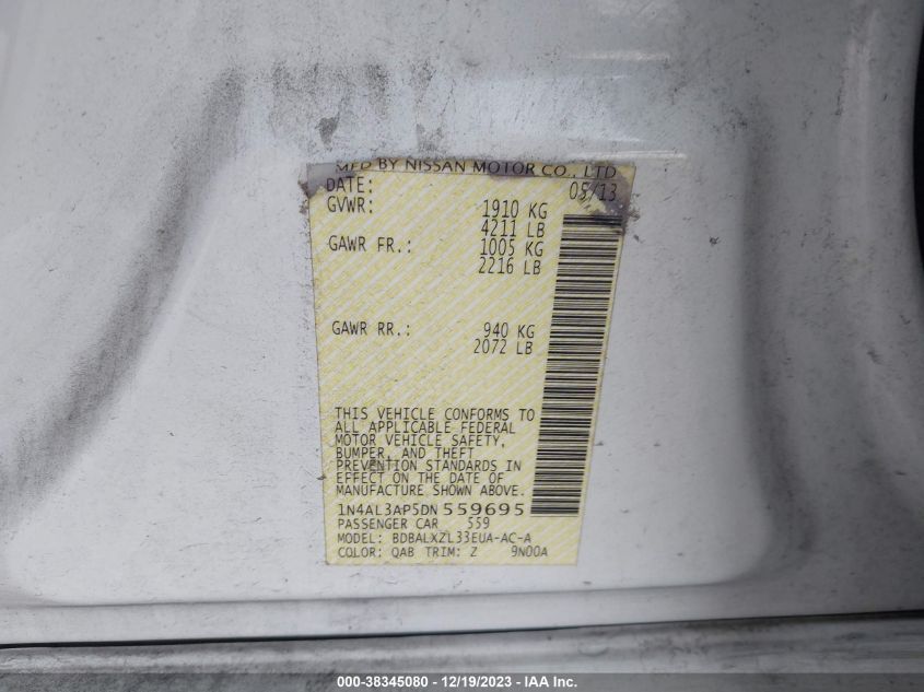 2013 NISSAN ALTIMA 2.5 SL - 1N4AL3AP5DN559695