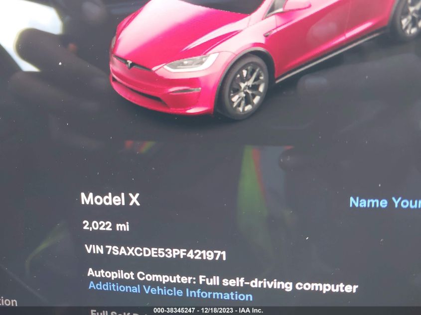 2023 TESLA MODEL X DUAL MOTOR ALL-WHEEL DRIVE/STANDARD RANGE - 7SAXCDE53PF421971