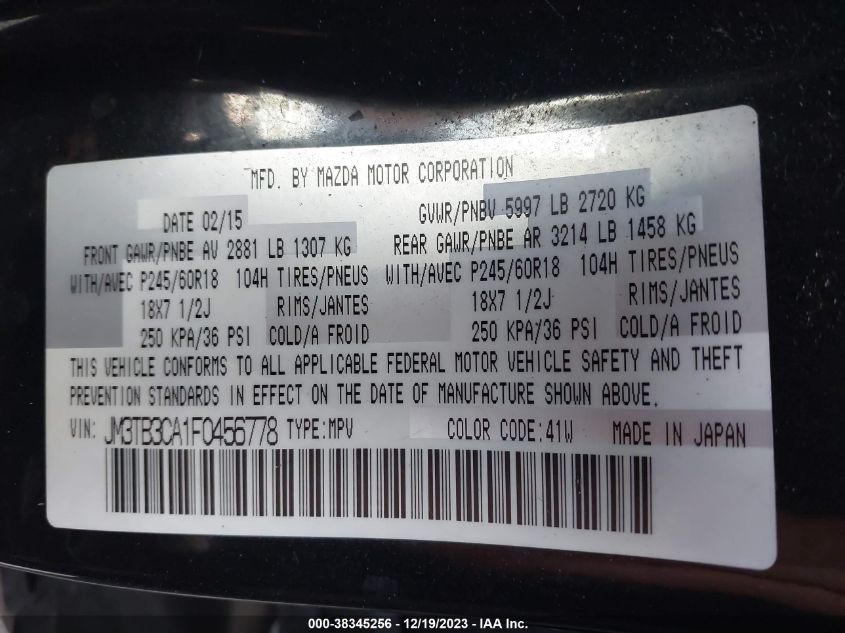 2015 MAZDA CX-9 TOURING - JM3TB3CA1F0456778