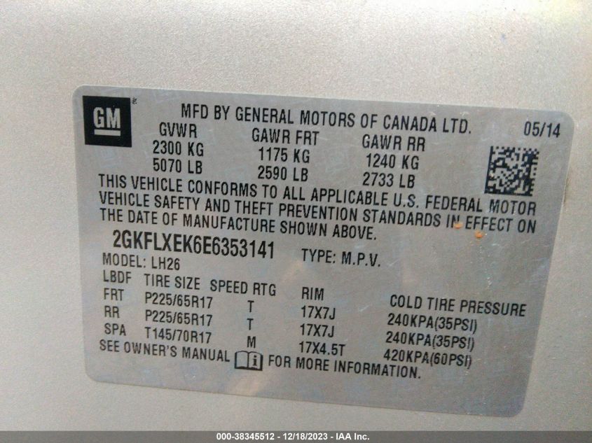 2014 GMC TERRAIN SLT-1 - 2GKFLXEK6E6353141