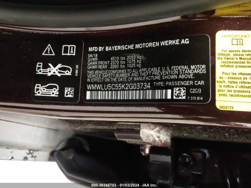 2019 MINI CLUBMAN COOPER S - WMWLU5C55K2G03734