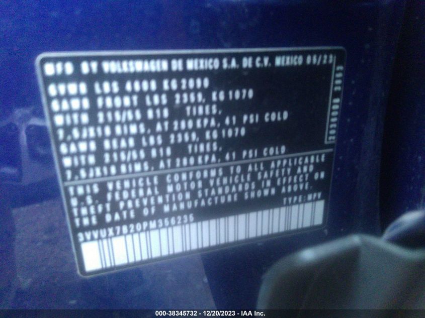 2023 VOLKSWAGEN TAOS SE - 3VVUX7B20PM356235
