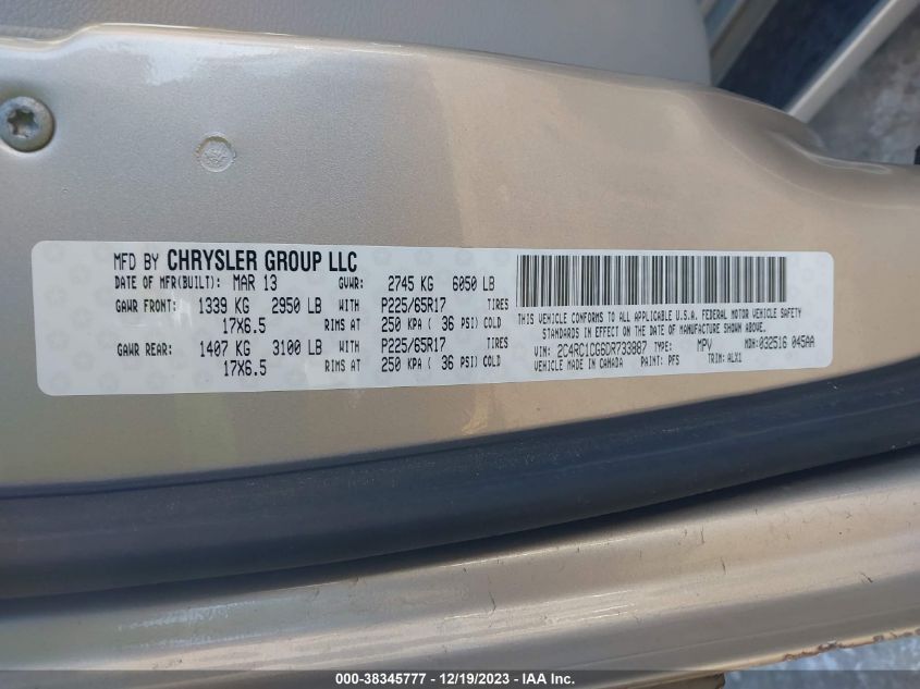 2013 CHRYSLER TOWN & COUNTRY TOURING L - 2C4RC1CG6DR733887