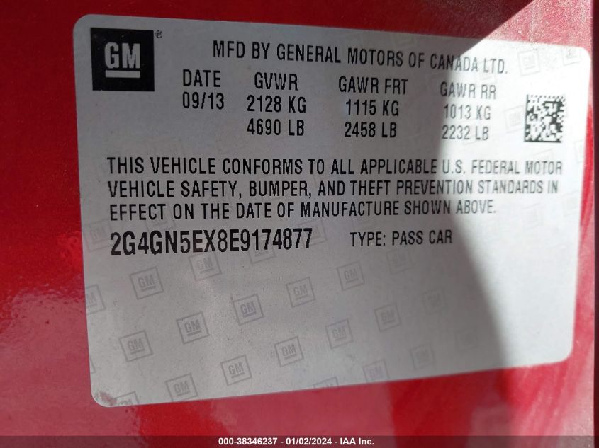 2014 BUICK REGAL TURBO/E-ASSIST PREMIUM I - 2G4GN5EX8E9174877