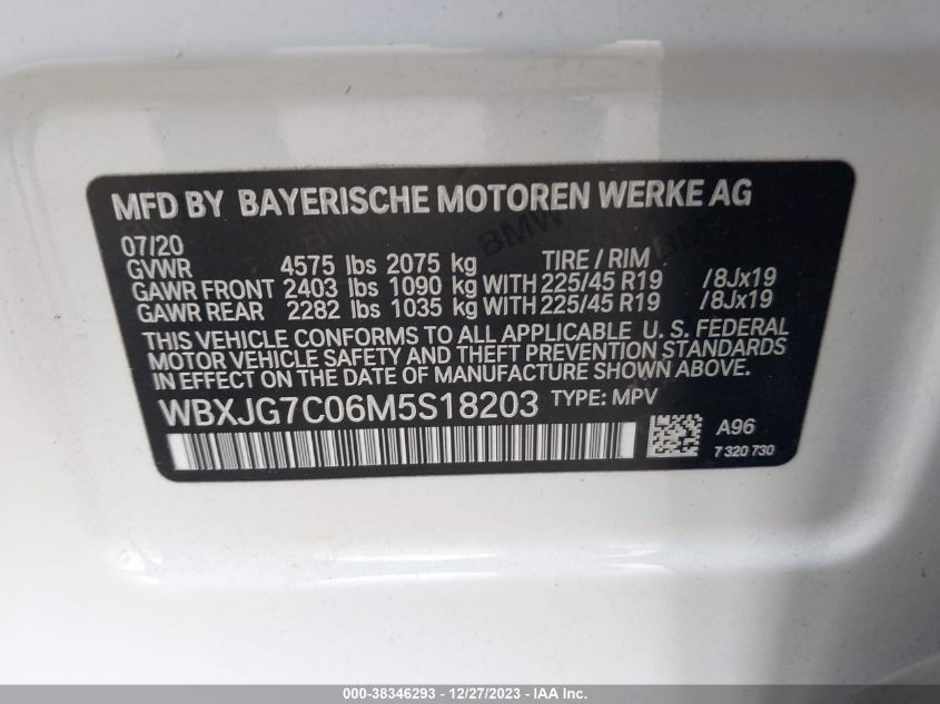 2021 BMW X1 SDRIVE28I - WBXJG7C06M5S18203